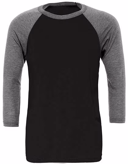 Canvas T-Shirt Baseball Manches 3/4 Coupe Raglan, Black/White S, CV3200