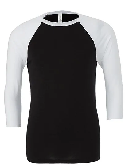 Canvas 3/4-Ärmel Baseball T-Shirt Raglan-Schnitt, Black/White M, CV3200