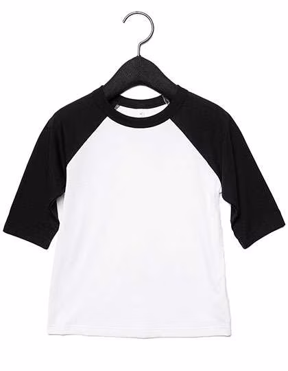Canvas Toddler Baseball Tee with 3/4 Sleeves, White/Black 2 Jahre, CV3200T