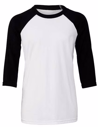 Canvas Baseball-Tee 3/4 da Bambini con maniche raglan, White/Black L (14/16 Jahre), CV3200Y