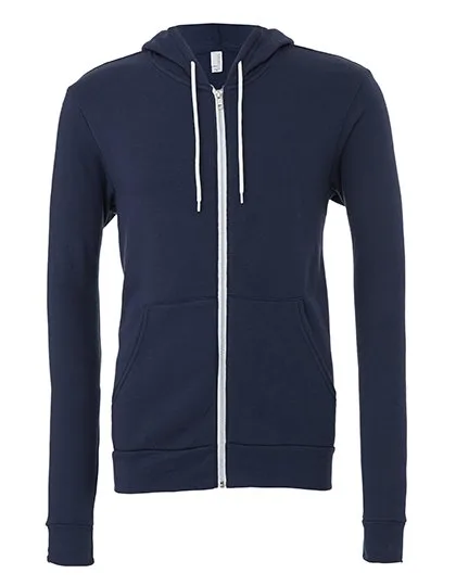 Canvas Poly-Cotton Fleece Full-Zip Hoodie, Navy L, CV3739
