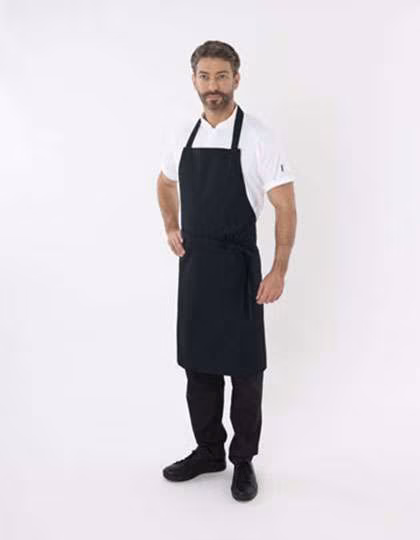 Dennys London Adjustable Bib Apron made of Polyester-Cotton, Black 91 x 91 cm, DL010
