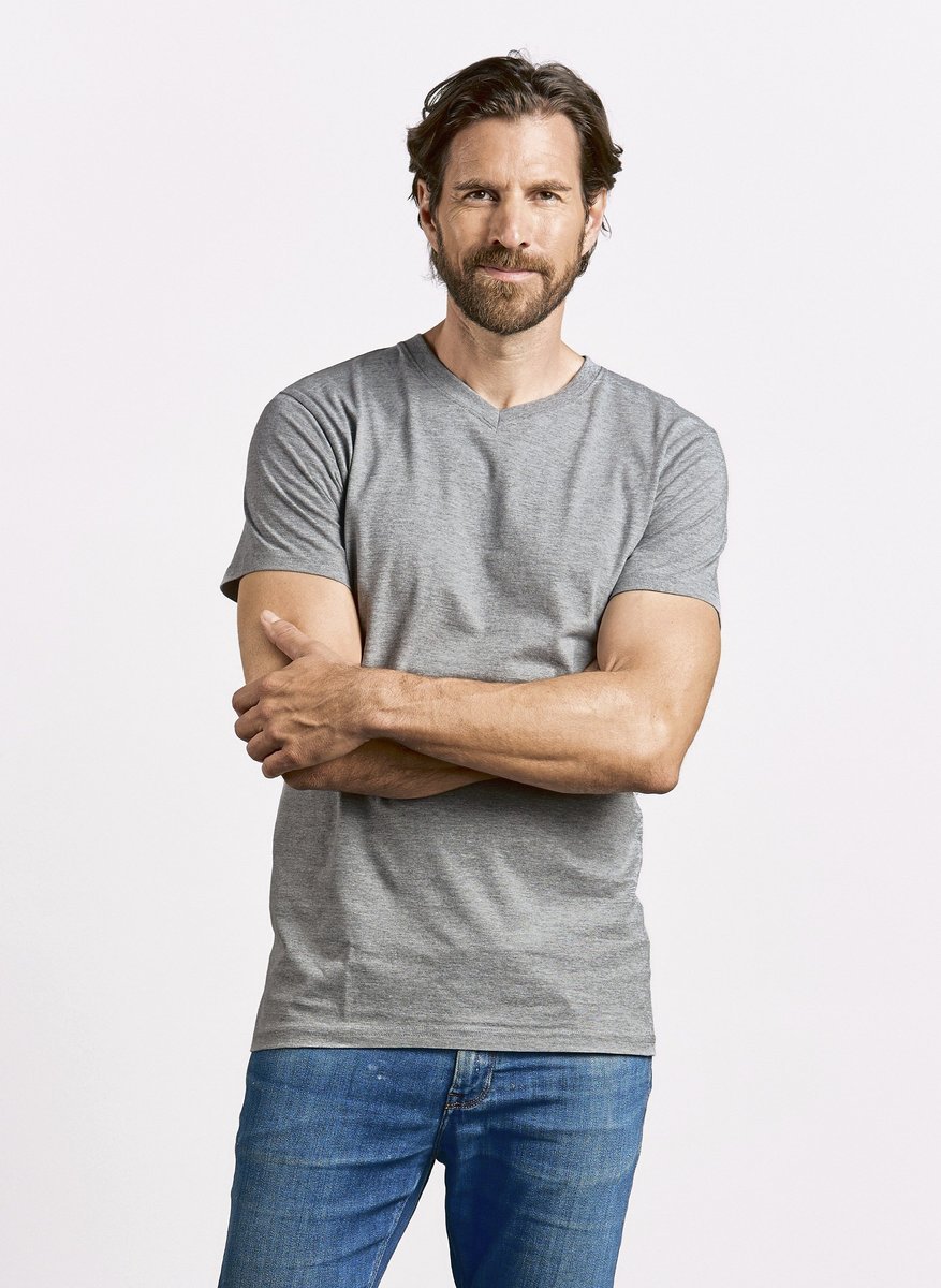 Promodoro Premium V-Neck T-Shirt aus Baumwolle, Steel Grey (Solid) XL, E3025