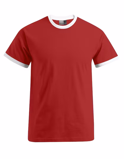 Promodoro T-Shirt with Contrast Cuffs for Men, Fire Red/White S, E3070