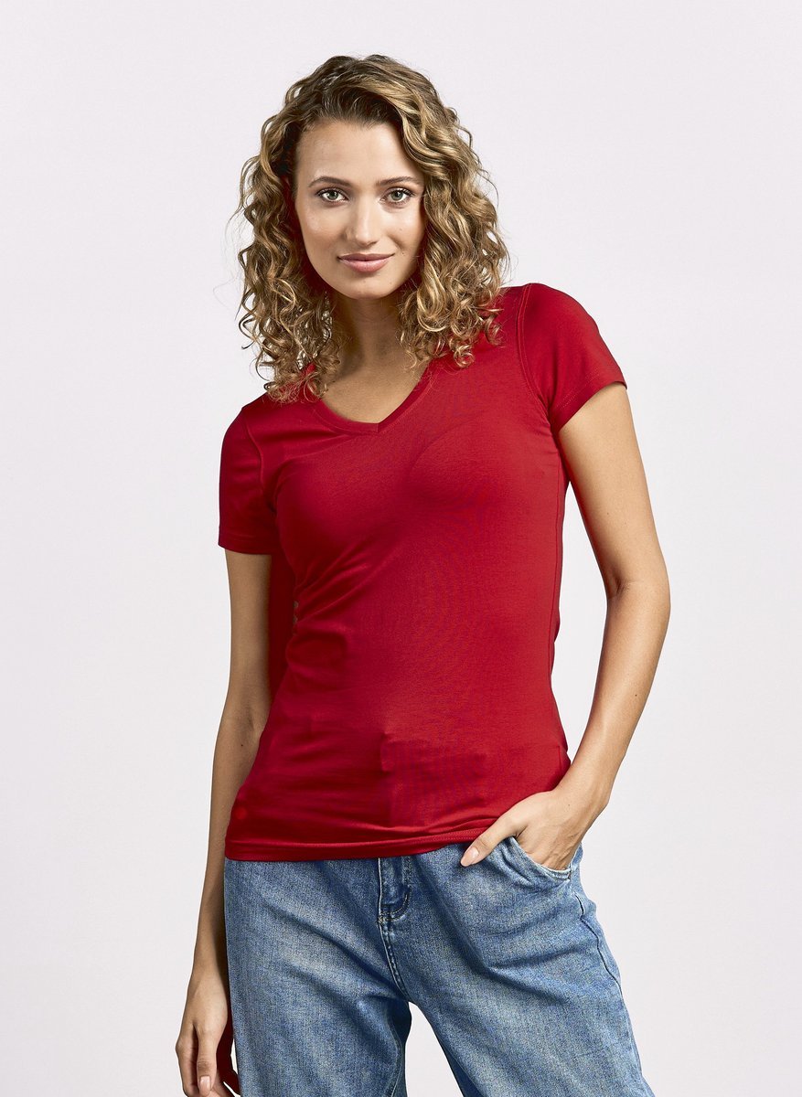 Promodoro Women´s Slim Fit V-Neck-T White XS (E3086), E3086