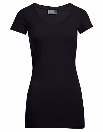 Promodoro T-Shirt lunga Slim Fit V-Neck da Donna, White S, E3087