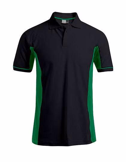 Promodoro Polo Functional Contrast Golf da Uomo, Black/Kelly Green S, E4520