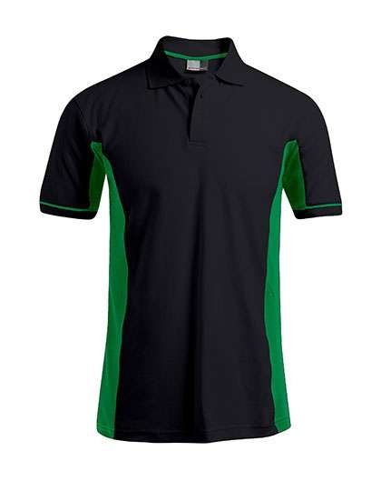 Promodoro Functional Contrast Polo Golf für Herren, Black/Kelly Green S, E4520