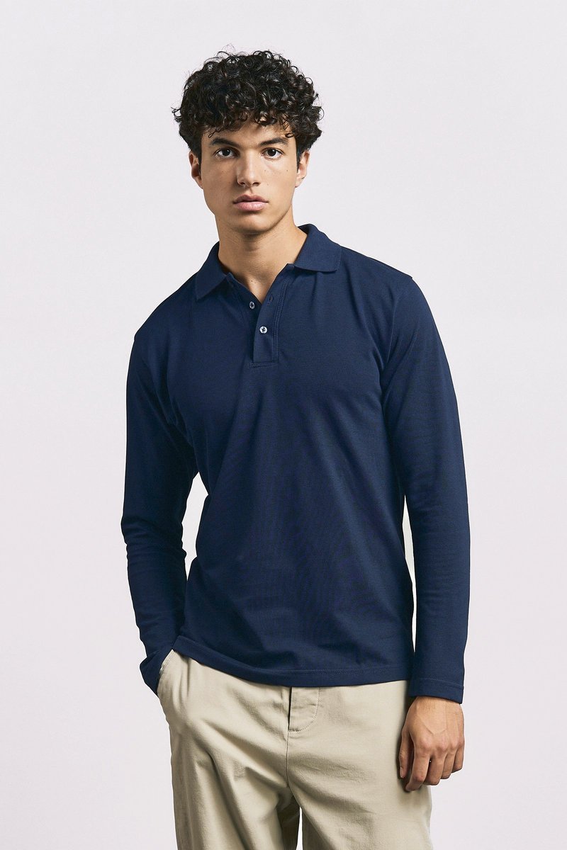 Promodoro Langarm-Poloshirt aus Baumwolle für Herren, White S, E4600