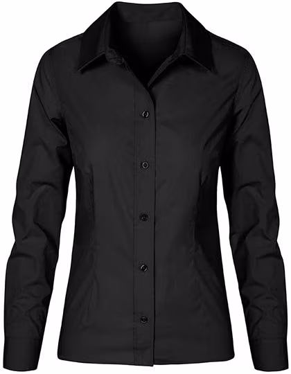Promodoro Camicetta Popeline a maniche lunghe, sagomata da Donna, Black XS, E6315