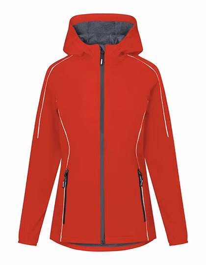 Promodoro Light Softshell Jacke mit Kapuze für Damen, Fire Red XL, E7835