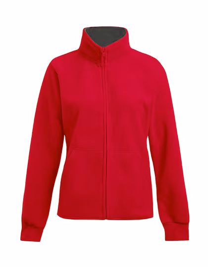 Promodoro Double Fleece Jacke mit Stehkragen für Damen, Red/Light Grey (Solid) M, E7985
