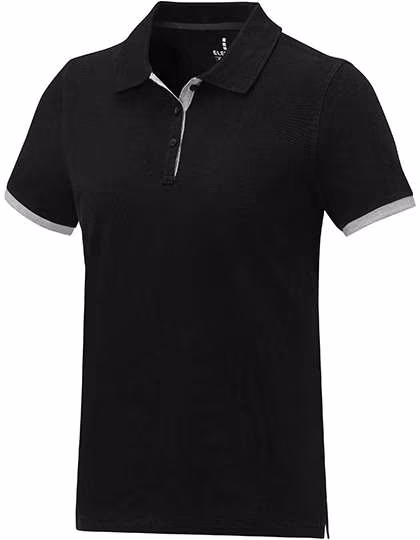 Elevate Life Cotton Polo with Contrast Details, Black/Heather Grey XS, EL38111