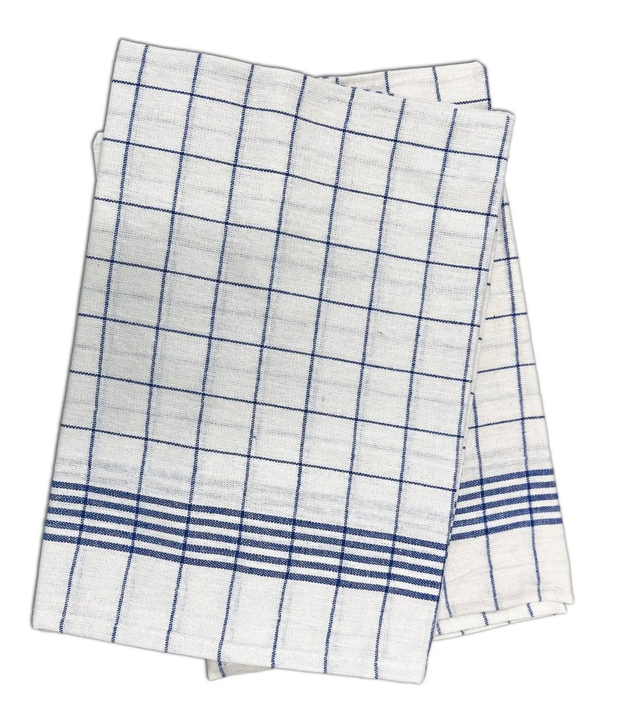 Exner Kariertes Geschirrtuch 10er Pack Baumwolle, White-Blue Checked 50 x 70 cn, EX153