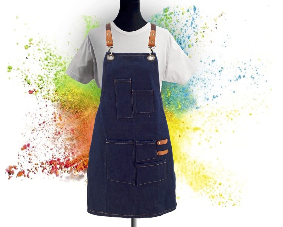 Exner Kinderlatzschürze Denim mit Taschen, Navy 60 x 45 cm, EX284