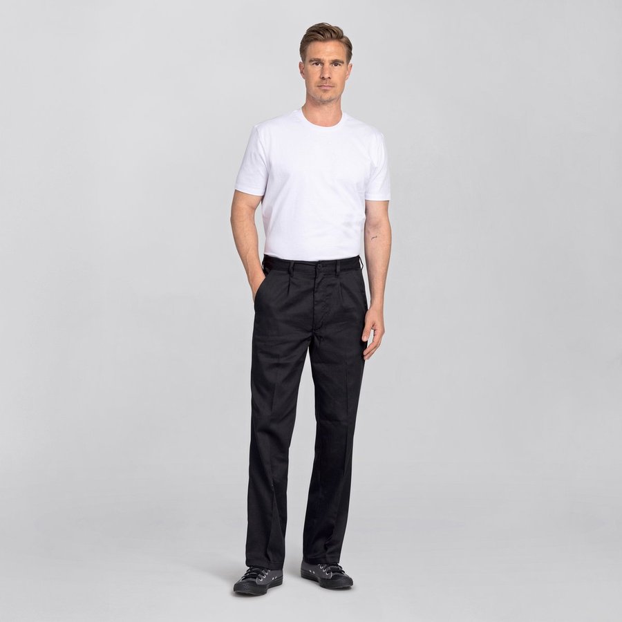 Exner Kochhose mit Bundfalte und Taschen, Black 44, EX300