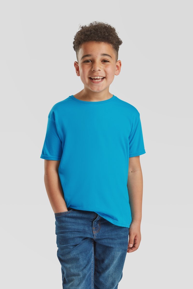 Fruit of the Loom Kids' Iconic T-Shirt Slim-Passform Baumwolle, White 104, F130K