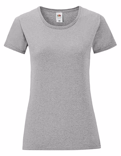 Fruit of the Loom T-Shirt Iconic – Baumwolle, Rundhals für Damen, Light Graphite (Solid) M, F131