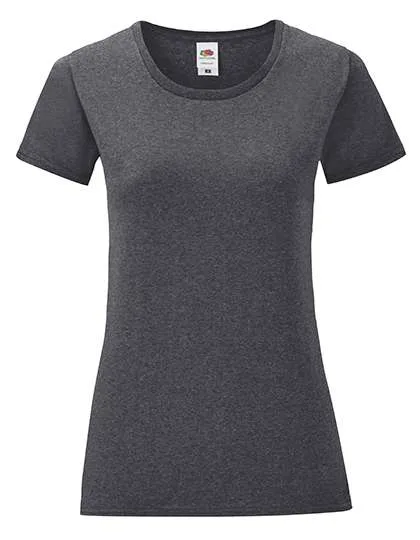 Fruit of the Loom T-Shirt Iconic – Baumwolle, Rundhals für Damen, Dark Heather Grey XS, F131