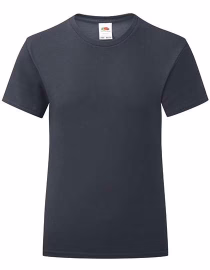 Fruit of the Loom Girls' T-Shirt Iconic, Cotton, Fitted, Deep Navy 104, F131K