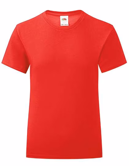 Fruit of the Loom Mädchen T-Shirt Iconic, Baumwolle, tailliert, Red 104, F131K