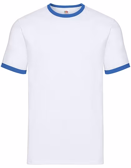 Fruit of the Loom Ringer T-Shirt mit Rundhalsausschnitt, White/Royal Blue 3XL, F159