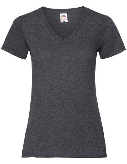 Fruit of the Loom V-Ausschnitt T-Shirt Baumwolle für Damen, Dark Grey Heather XXL, F271N