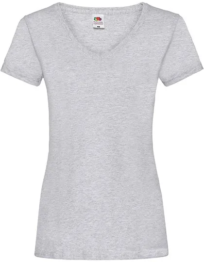 Fruit of the Loom V-Ausschnitt T-Shirt Baumwolle für Damen, Heather Grey XS, F271N