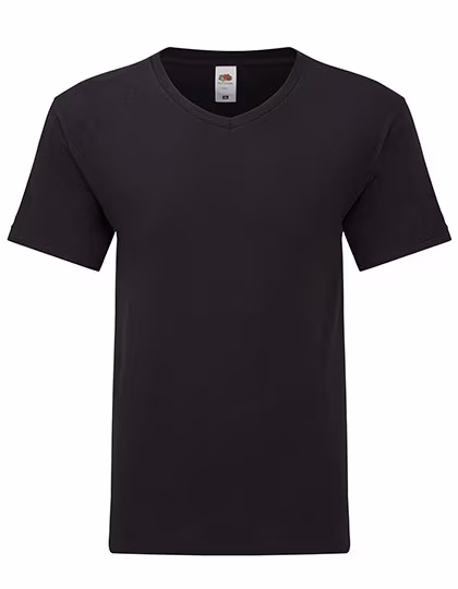 Fruit of the Loom V-Ausschnitt T-Shirt aus gekämmter Baumwolle, White S, F273