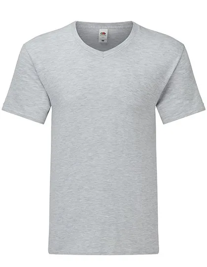 Fruit of the Loom V-Ausschnitt T-Shirt aus gekämmter Baumwolle, Heather Grey 3XL, F273