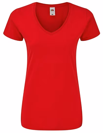 Fruit of the Loom T-Shirt 150 g/m² V-Ausschnitt für Damen, Red L, F274