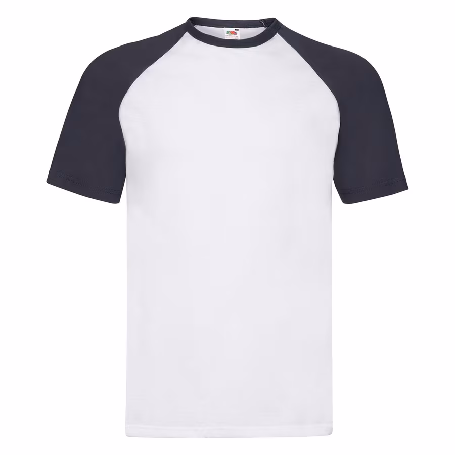 Fruit of the Loom Baseball T-Shirt con Colletto a Contrasto, White/Black S, F295