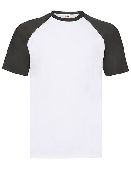 Fruit of the Loom Baseball T-Shirt mit Kontrastkragen, White/Black S, F295