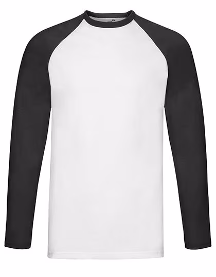 Fruit of the Loom Baseball T-Shirt a Maniche Lunghe con Maniche Raglan, White/Black S, F296