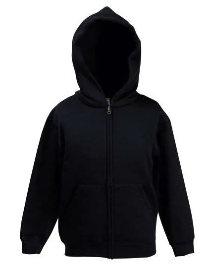 Fruit of the Loom Sweatjacke mit doppelter Kapuze für Kinder, Black 116, F401K