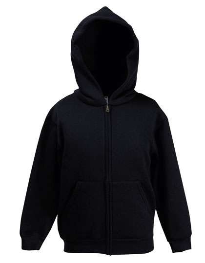 Fruit of the Loom Sweatjacke mit doppelter Kapuze für Kinder, Black 116, F401K