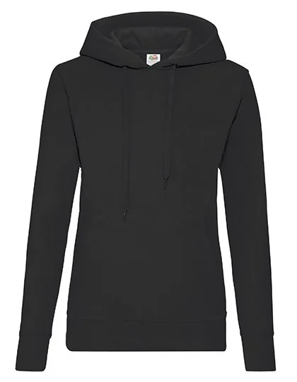 Fruit of the Loom Kapuzensweatshirt Slim Fit Baumwollmix für Damen, Black L, F409
