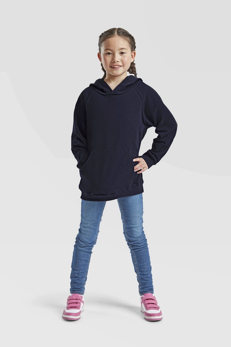 Fruit of the Loom Leichter Kinder Hoodie mit Raglan-Ärmeln, Black 116, F430K