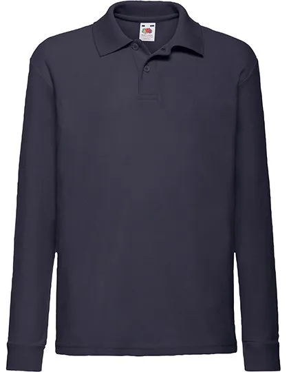 Fruit of the Loom Polo a Maniche Lunghe 65/35 Cotone-Poliestere per Bambini, Deep Navy 104, F504K