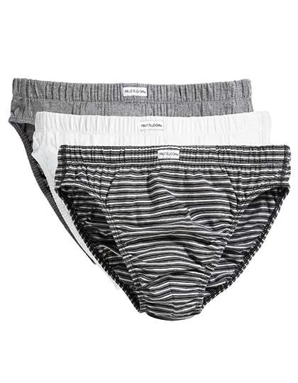 Fruit of the Loom Slips Classiques Pack de 3 Coton, Black Stripe/White S, F990