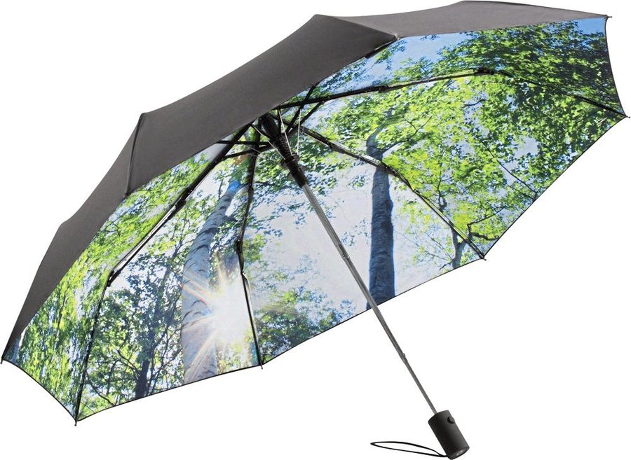 FARE AC-Mini-Taschenschirm mit Windproof-Technologie, Black/Clouds Ø 100 cm, FA5593