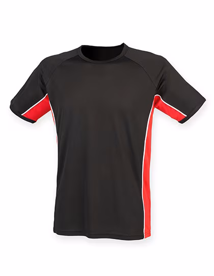 Finden+Hales Performance Panel T-Shirt mit Raglanärmeln, Black/Red XS, FH240