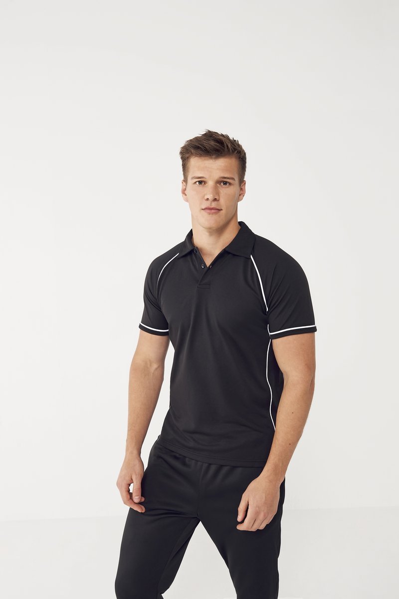 Finden+Hales Men´s Piped Performance Polo Red/White L (FH370), FH370
