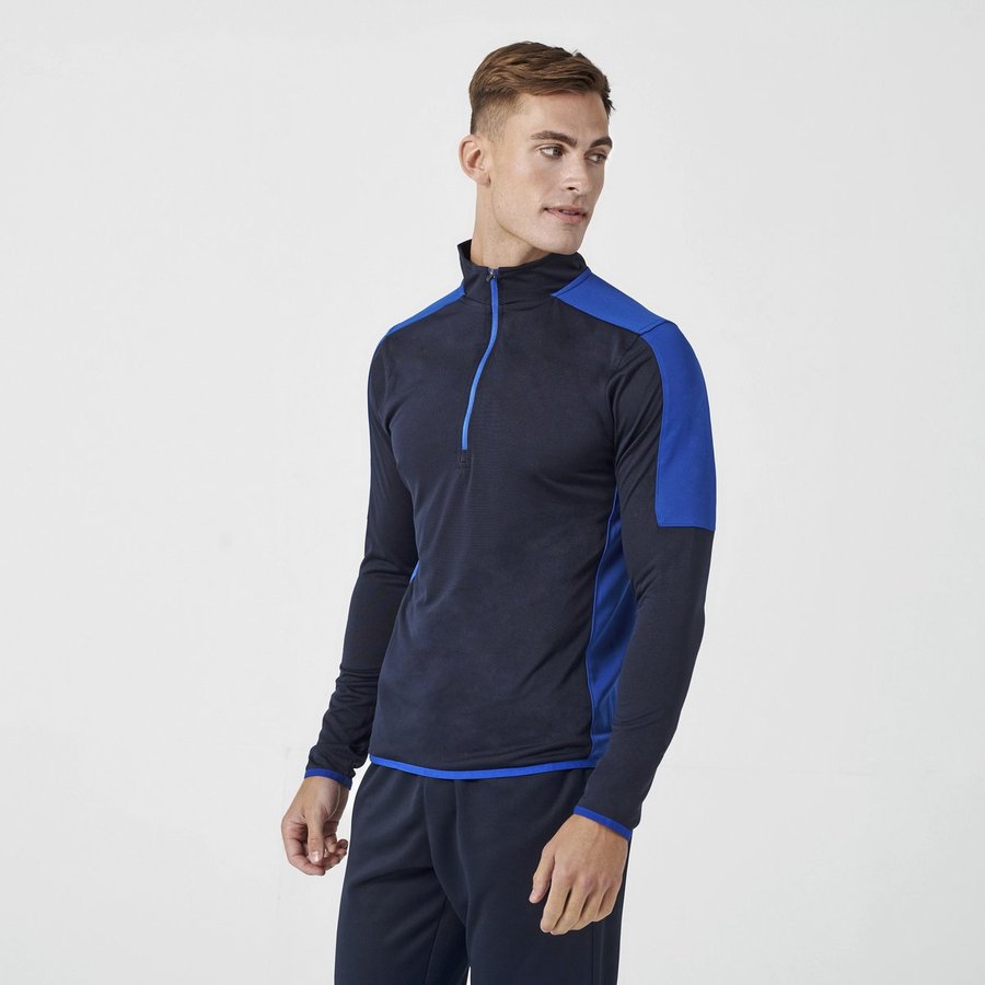 Finden+Hales Sportlicher 1/4 Zip Midlayer mit Kontrast, Black/Gunmetal Grey XS, FH571