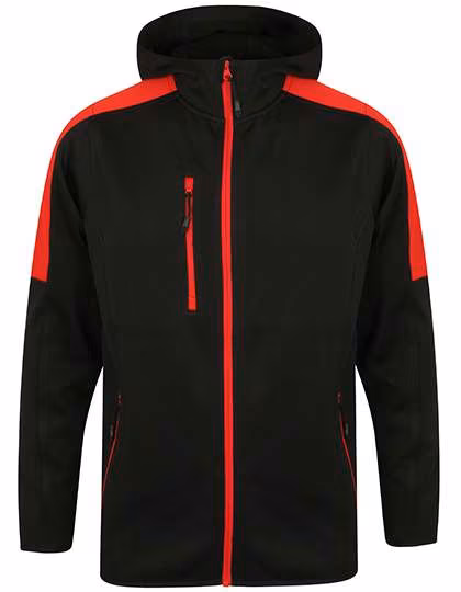 Finden+Hales Giacca Softshell Attiva con Cappuccio, Black/Red XS, FH622