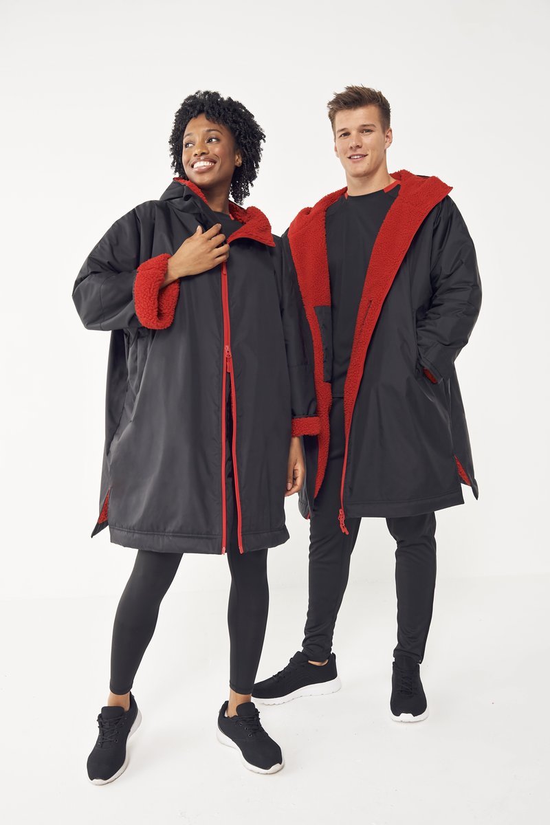 Finden+Hales Wasserfeste Allwetter-Robe mit Sherpa-Fleece, Black One Size, FH690