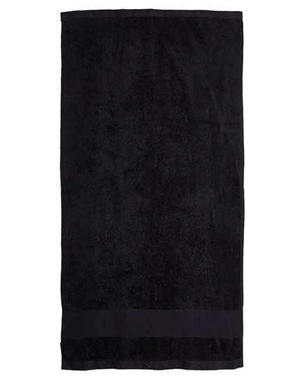 Fair Towel Bio-Baumwolle Badetuch mit Twill-Aufhänger, Black 70 x 140 cm, FT100DN