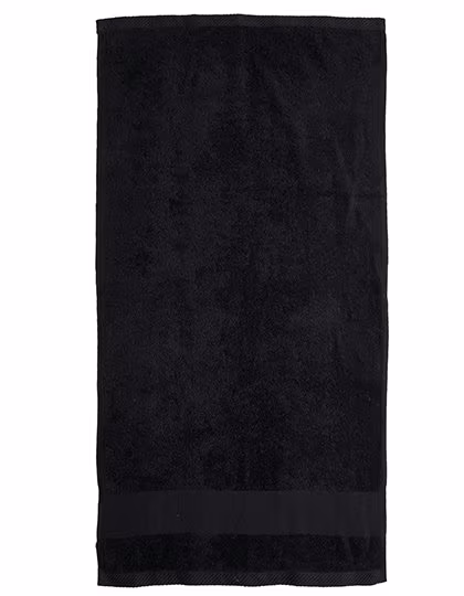 Fair Towel Bio-Baumwolle Badetuch mit Twill-Aufhänger, Black 70 x 140 cm, FT100DN