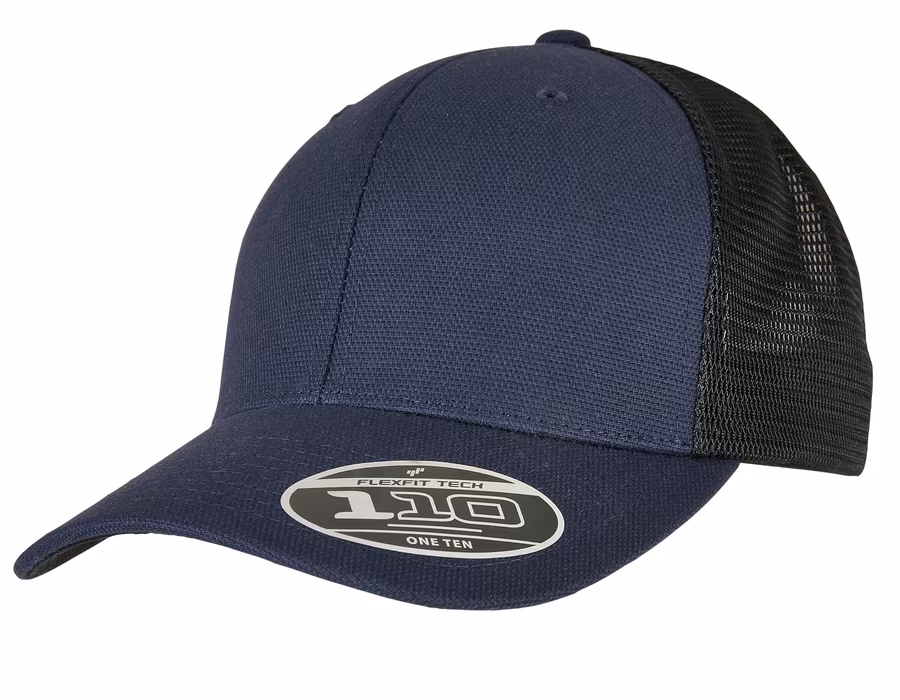 FLEXFIT Structured Canvas Trucker Cap with Mesh, Navy/Black One Size, FX110ST