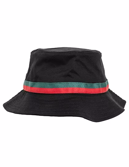 FLEXFIT Gestreifter Bucket Hat in Kontrastfarben, Black/Fire Red One Size, FX5003S